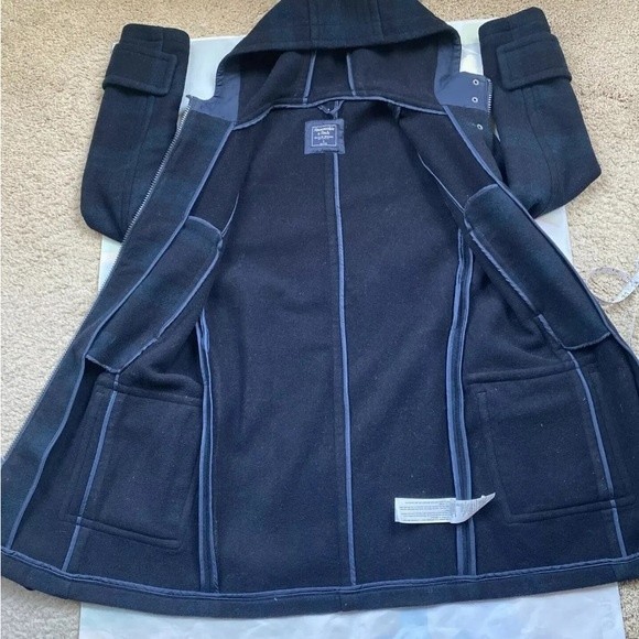 Abercrombie Fitch Wool Blend Pea Coat Women's Winter Zip Hoodie Pockets … - Picture 10 of 12